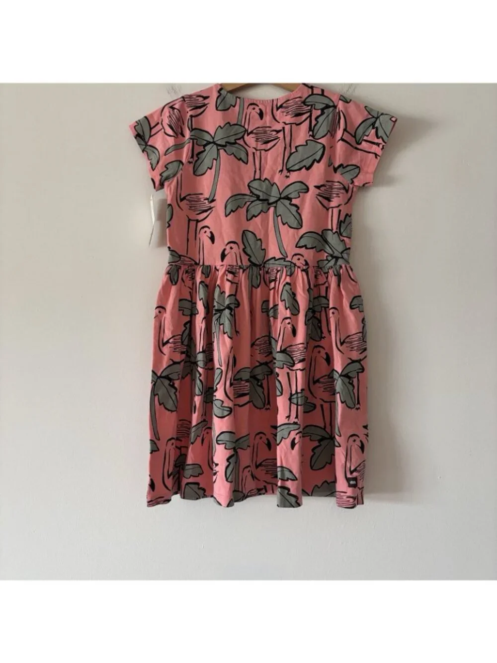 Tea Collection Flamingo Print Short Sleeve Dress Girl Sz 7 Tropical Play Zoo NWT